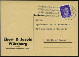 WÜRZBURG 2/ A/ Ein Stat Lit In Frankenlant/ WIRZBURG Ist Sie Genant/ Mit Rîcher Kunst.. 1942 (24.12.) Seltener MWS - Autres & Non Classés