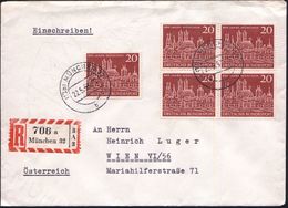 B.R.D. 1958 (22.5.) 20 Pf. "800 Jahre München" Reine MeF: 4er-Block + Einzelstück + Ortsgl.  RZ: München 32/a, Klar Gest - Andere & Zonder Classificatie