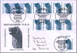 BERLIN 1990 (15.2.) PU 5 Pf. Braunschweiger Löwe + Motivgl. Zusatzfrankatur 11x 5 Pf. Braunschweiger Löwe In Horizontale - Andere & Zonder Classificatie