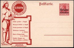 DT.BES.BELGIEN 1914 PP 10 C./10 Pf. Germania, Rot: Ordens-Ritter Mit Bi-Händer (Kriegsdaten) Ungebr. (ME.PP 3/D 1) - ORD - Sonstige & Ohne Zuordnung