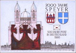 6720 SPEYER 1/ "2000 JAHRE SPEYER" 1990 (12.1.) SSt Auf PP 60 Pf. Bavaria: "2000 JAHRE SPEYER/500 JAHRE POST" = Dom (u.  - Other & Unclassified