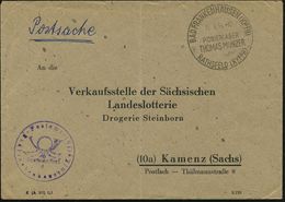 BAD FRANKENHAUSEN (KYFF)/ PIONIERLAGER/ THOMAS MÜNTZER.. 1954 (31.8.) Seltener SSt + Viol. 1K-HdN: Post-amt/Bad Frankenh - Autres & Non Classés