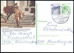 7592 RENCHEN 1/ GRIMMELSHAUSEN-/  STADT 1982 (Okt.) HWSt Auf Orts- U. Motivgl. BiP 50 Pf.: Grimmelshausen-Denkmal (Mi.P  - Other & Unclassified