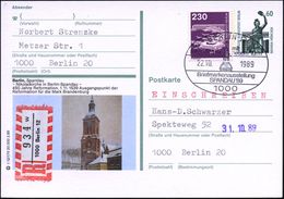 1000 BERLIN 12/ Nikolaikirche/ M./ Neuem Turm.. 1989 (22.10.) SSt = Kirchtumspitze Auf Motiv-ähnl. BiP 60 Pf. Bava-ria:  - Sonstige & Ohne Zuordnung