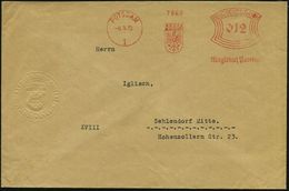 POTSDAM/ 1/ Magistrat Potsdam 1932 (8.9.) AFS = Stadtwappen (Adler) + Motivgl. Wappen-Blindprägesiegel!, Dekorat. Fernbf - Andere & Zonder Classificatie