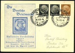 Berlin 1937 (16.4.) PP 1 + 1 + 3 Pf. Hindenbg.: Die Deutsche Briefmarke/ Nationale Ausstellung = Friedrich Der Große (au - Sonstige & Ohne Zuordnung