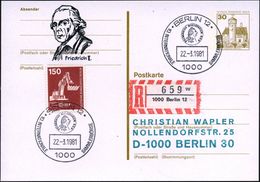 1000 BERLIN 12/ 10.INTERNAT.SAMMLERBÖRSE 1981 (22.3.) SSt = Thaler-Münze Mit Friedrich II. (latein.Inschrift) Auf Amtl.  - Autres & Non Classés