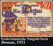 Dessau 1921 50 Pf. Infla-Notgeldscheine, Serie Von 6 Verschied. Motiven Des Friederizianischen Soldatenlebens (vs. Der " - Sonstige & Ohne Zuordnung