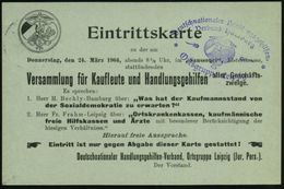 LEIPZIG/ E13e 1904 (23.3.) 1K-Gitter Auf Amtl. Orts-P 2 Pf. Germania + Rs. Zudruck: Deutschnationaler Handlungsgehilfen- - Other & Unclassified