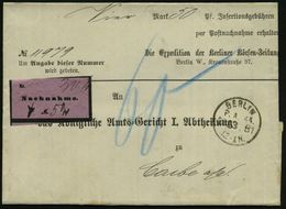 BERLIN.W./ 44./ *a 1880 (28.3.) 1K + Lila Nachnahme-Label Klar Gest. Falt-NN-Firmen-Bf: Die Expedition Der Berliner Börs - Altri & Non Classificati