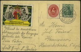 BRAUNSCHWEIG/ EINZUG/ DES/ HERZOGSPAARES 1913 (3.11.) SSt Auf Alt-Braunschweig 1 Gr. + 5 Pf. Germania + Jubil.-Color-Vig - Altri & Non Classificati