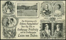 KARLSRUHE/ *(BADEN)2/ A 1906 (16.10.) 1K-Gitter Auf S/w.-Jubil.-Ak.: Goldene Hochzeit Großherzog Friedrich.. Luise Von B - Altri & Non Classificati