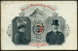 Stuttgart Nr.1 1911 (8.4.) 1K Auf PP 5 Pf. Germania, Grün: Silberhochzeit Des Württbg. Königspaares (2 Kronen, Burg, Wap - Andere & Zonder Classificatie