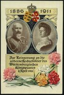 Stuttgart 1911 PP 5 Pf.Germania, Grün: Blumentag = Silberhochzeit Königspaar = Nelken (Krone, Wappen, Königspaar Etc.) U - Autres & Non Classés