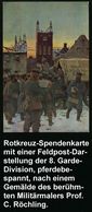 DEUTSCHES REICH 1916 Rotkreuz-Color-Spenden-Künstler-Ak 10 Pf.: Feldpostausgabe Bei Der 8.Garde-Inf.Div. , Sign. C. Röch - Prima Guerra Mondiale