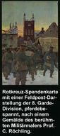 DEUTSCHES REICH 1916 Rotkreuz-Color-Spenden-Künstler-Ak 10 Pf.: Feldpostausgabe Bei Der 8.Garde-Inf.Div. , Sign. C. Röch - Guerre Mondiale (Première)