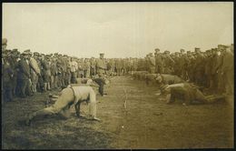 DEUTSCHES REICH 1918 (27.4.) Orig. S/w.-Foto-Ak.: Regiments-Sportfest "Tauziehen" (Start) Rs. Entsprechender Text!, Unge - WW1