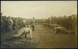 DEUTSCHES REICH 1918 (27.4.) Orig. S/w.-Foto-Ak.: Regiments-Sportfest "Tauziehen" (Start) Rs. Entsprechender Text!, Unge - Prima Guerra Mondiale