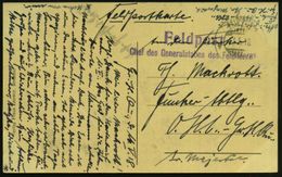 DEUTSCHES REICH 1918 (11.5.) 2K-Gitter: FELD-POST + Viol. 2L: Feldpost/ Chef Des Genralstabes Des Feldheeres + Hs. Abs.: - WO1