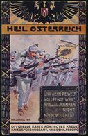 ÖSTERREICH 1915 (14.11.) Color-Propaganda-Künstler-Spenden-Ak.: HEIL ÖSTERREICH.. = Angreifende Infanterie Etc. = Rotkre - Guerre Mondiale (Première)