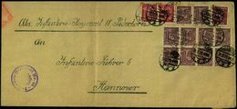 PADERBORN/ **f 1921 (21.12.) 1K-Brücke Mehrfach Auf Dienst 10x 15 Pf., 2x 10 Pf. U. 60 Pg. + Viol. 2K-HdN: Jnfanterie-Re - Otros & Sin Clasificación