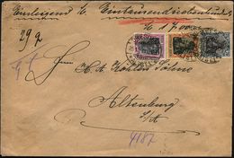 DRESDEN-/ *ALTST.1/ Ww 1919 (25.11.) 1K-Gitter Auf Dreifarben-Frankatur Germania 25 Pf., 40 Pf. U. 75 Pf. , Portorichtig - Sonstige & Ohne Zuordnung