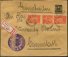 STUTTGART Nr.1/ H* 1923 (30.8.) Alter 1K + RZ: Stuttgart 1 (gez.RZ, "R" Rechts) + Viol. HdN: CONSULAAT DER NEDERLANDE (W - Andere & Zonder Classificatie