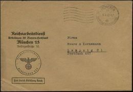 MÜNCHEN/ 15/ A/ HDB 1942 (9.4.) MaWellenSt Auf Dienst-Bf.: Reichsarbeitsdienst/ Arbeitsgau 30 Bayern-Hochland../ FdAR (N - Sonstige & Ohne Zuordnung