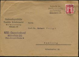 MÜNCHEN/ 33/ A/ HAUPTSTADT DER BEWEGUNG/ Anschrift Der/ Reichsleitung/ Der NSDAP/ München 33 1941 (31.10.) MWSt Auf EF 1 - Andere & Zonder Classificatie