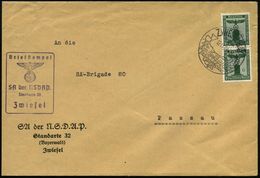 ZWIESEL (BAY)/ Fein Glas.. 1938 (12.11.) HWSt (Trinkgäser) Auf Paar 6 Pf. Parteidienst (Mi.D 148 MeF) + Viol. HdN: S A   - Autres & Non Classés