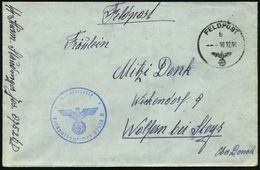 DEUTSCHES REICH 1940 (10.12.) 1K: FELDPOST/b/--- + Blauer 1K-HdN: Feldpostnr. 07526 D =  S S - Inf.-Rgt. 3 "Totenkopf" + - Sonstige & Ohne Zuordnung