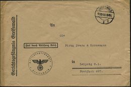 GREIFSWALD/ 1c 1940 (11.12.) 1K-Brücke Auf Dienst-Bf.: FdAR/ Gerichstsgefängnis/ Greifswald (NS-Adler) Seltener Fern-Bf. - Altri & Non Classificati