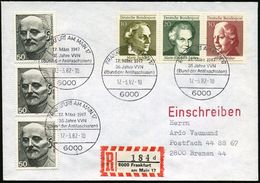 6000 FRANKFURT AM MAIN 7/ 17.März 1947/ 35 Jahre VVN/ (Bund D.Antifaschisten) 1982 (17.3.) SSt 4 X Auf 3x 50 Pf. L. Quid - Altri & Non Classificati