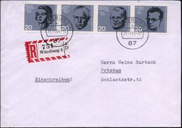 B.R.D. 1964 (21.7.) Widerstandskämpfer Des 20. Juli 1944, Kompl. Satz Aus Block In Zus.-4er-Streifen , 1K: 87 WÜRZBURG 1 - Andere & Zonder Classificatie