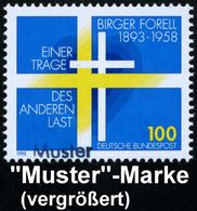 B.R.D. 1993 (Sept.) 100 Pf. "100. Geburtstag Birger Forell" Mit Amtl. Handstempel:  "M U S T E R" Postfr. + Amtl. Ankünd - Autres & Non Classés
