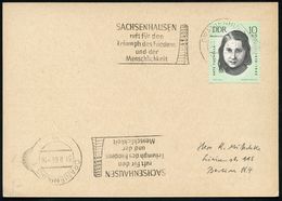 ORANIENBURG 1/ Aa/ SACHSENHAUSEN/ Ruft.. 1964 (31.8.) MWSt = KZ-Gedenkturm A. EF 10 + 5 Pf. Käte Tucholla = Widerstandsk - Other & Unclassified