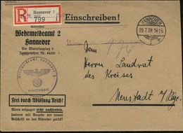 HANNOVER/ 1w 1939 (29.7.) 1K-Gitter Auf Dienst-Bf: Wehrmeldeamt 2/FdAR = Für Einberufungsbefehle (ohne Inhalt) + Viol. D - Other & Unclassified