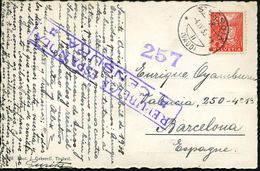 SCHWEIZ 1938 (4.4.) 1K-Steg: STe CROIX/(VAUD) Auf EF 20 C. Dauerserie, Rot + Viol. Eingangs-Zensur-Ra.: REPUBLICA ESPANO - Autres & Non Classés