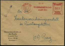 WIEN 49/ Betriebskrankenkasse Des Reichs/ Zweigstelle Wien 1944 (3.6.) AFS Auf Entspr. Dienst-Fern-Bf. N. Prag (Dü.E-5CG - Andere & Zonder Classificatie