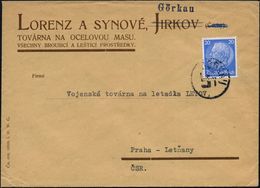 GÖRKAU 1938 (17.10.) 1K-Notstempel: GÖRKAU Ohne Datum Mit Hakenkreuz Auf EF 20 Pf. Hindenbg., Blau , Geänderter Tschechi - Other & Unclassified