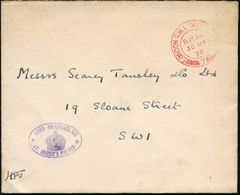 GROSSBRITANNIEN 1938 (30.5.) Roter 2K: LONDON S.W.I. OFFICIAL PAID/7 (teils Etw.undeutl.) + Viol. Oval-HdN: LORD CHAMBER - Other & Unclassified