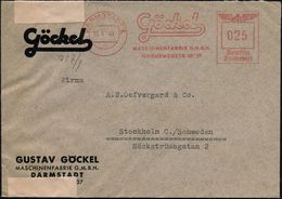 DARMSTADT 1/ Göckel/ MASCHINENFABRIK GMBH.. 1940 (15.4.) AFS 025 Pf. + Rs. OKW-Zensurzettel "Geprüft" + Roter 1K: ..geöf - Otros & Sin Clasificación