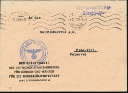 BÖHMEN & MÄHREN 1944 (29.12.) MaWellenSt.: PRAG 15 (teils Etw. Undeutl.) + Viol. 2L: Gebührenpflichtige/ Dienstsache, Fi - Otros & Sin Clasificación