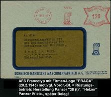 BÖHMEN & MÄHREN 1945 (20.2.) AFS: PRAG 79/PRAHA 79/ P R A G A (Logo Mit 4 Schloten) Motivgl. Firmen-Bf: BÖHMISCH-MÄHR. M - Other & Unclassified