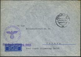 BERLIN NW7/ Bs 1941 (5.5.) 2K-Steg Auf Übersee-Flp.-Diplomaten-Kurier-Bf., Viol.1K-HdN.: Deutsche Gesandtschaft In La Pa - Seconda Guerra Mondiale