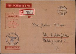 BERLIN W/ 57/ M 1941 (28.7.) 1K-Brücke + Blauer 1K-HdN: Reichsarbeitsdienst/meldeamt 78 Berlin + RZ: Berlin 57/i , Gr. D - 2. Weltkrieg