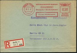 BERLIN SW 68/ ZEITSCHRIFTEN-DIENST/ ..Deutscher Wochendienst/ EILIGE PRESSESACHE 1942 (20.2.) AFS 038 Pf. + RZ: Berlin 1 - WO2