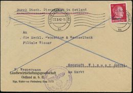 BERLIN-CHARLOTTENBURG 2/ Bn 1942 (27.3.) Ma.WellenSt. Auf EF 12 Pf. Hitler "Ostland"  = Nachträgl. Entwertet + Viol. 1K- - 2. Weltkrieg