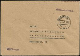 BERLIN NW 7/ Bc 1942 (20.10.) 2K-Steg + Viol. 1L: Jnterniertensendung + 1L: Gebührenfrei , Rs. Viol. Ra.2: Auswärtiges A - Seconda Guerra Mondiale