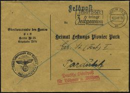 BERLIN SW 11/ Ah/ Rohrpost/ Bringt/ Zeitgewinn 1942 (6.11.) MWSt + Roter 2L: Deutsche Dienstpost/ Für Böhnen U. Mähren , - WW2 (II Guerra Mundial)